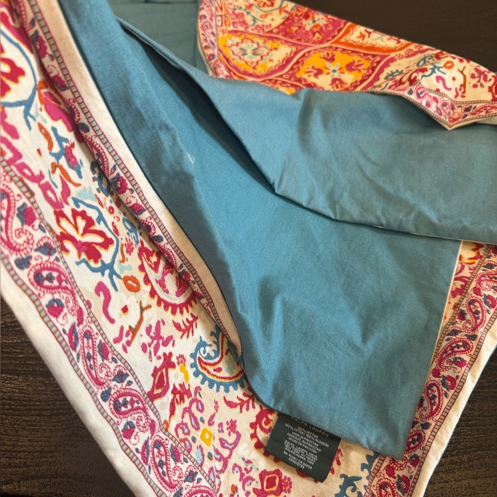 Lauren Ralph Lauren Boho Patchwork Paisley Bohemian Pillow Cover, 24” Square - Picture 6 of 14